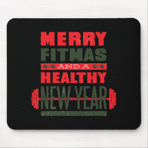 Merry Fitmas And Happy New Rear Fitness Funny Xmas Mouse Mat