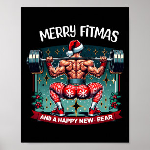 Merry Fitmas And Happy New Rear Year Fitness Weigh Poster