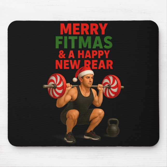 Merry Fitmas Christmas &amp; A Happy New Rear Year Mouse Mat (Front)