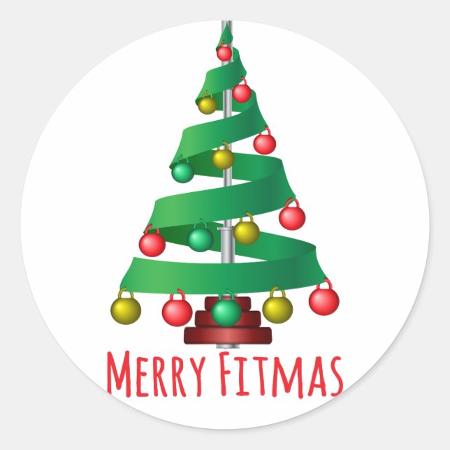 Merry Fitmas Classic Round Sticker (Front)