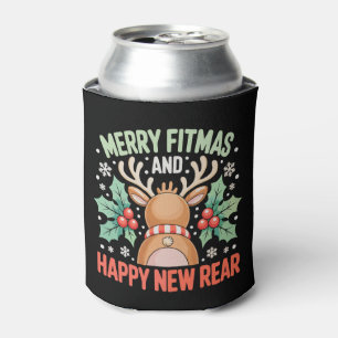 Merry Fitmas Happy New Year Reindeer Workout Xmas Can Cooler