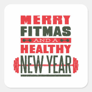 Merry fitmas square sticker