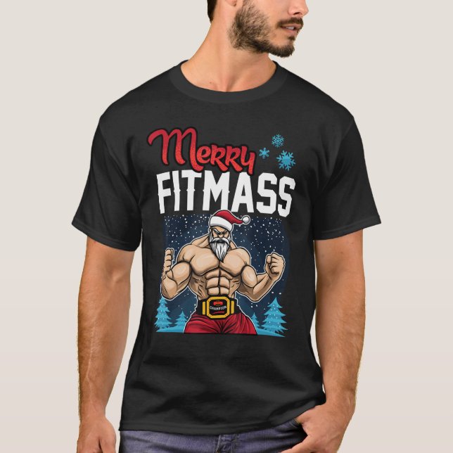 Merry Fitmass - Funny Workout Gym Trainer Bodybuil T-Shirt (Front)