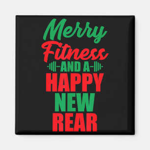 Merry Fitness And A Happy New Rear Funny Christmas Magnet