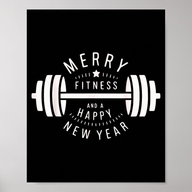 Merry Fitness And A Happy New Rear Funny Gym  Poster (Front)