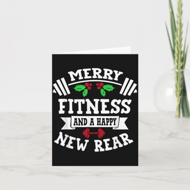 Merry Fitness And A Happy New Rear Funny Holidays  Card (Front)