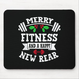 Merry Fitness And A Happy New Rear Funny Holidays Mouse Mat