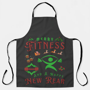 Merry Fitness And A Happy New Rear Gym Christmas Apron