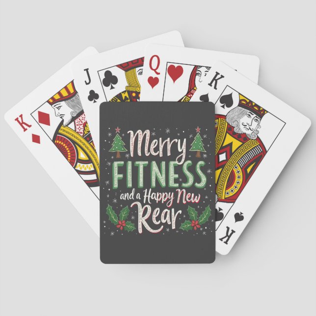 Merry Fitness and Happy New Rear Bodybuilding Xmas Playing Cards (Back)