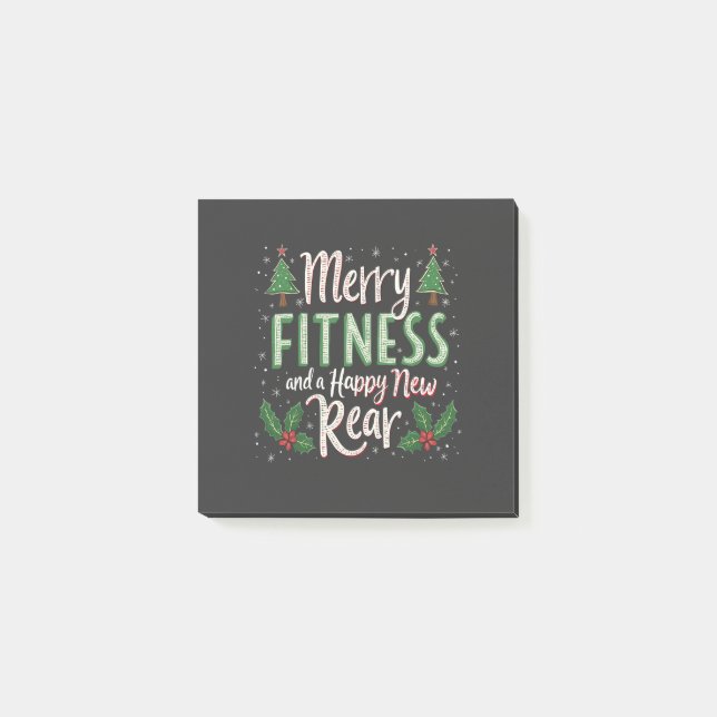 Merry Fitness and Happy New Rear Bodybuilding Xmas Post-it Notes (Front)