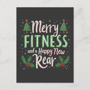 Merry Fitness and Happy New Rear Bodybuilding Xmas Postcard