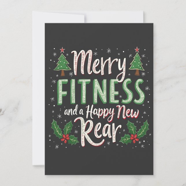 Merry Fitness and Happy New Rear Bodybuilding Xmas Thank You Card (Front)