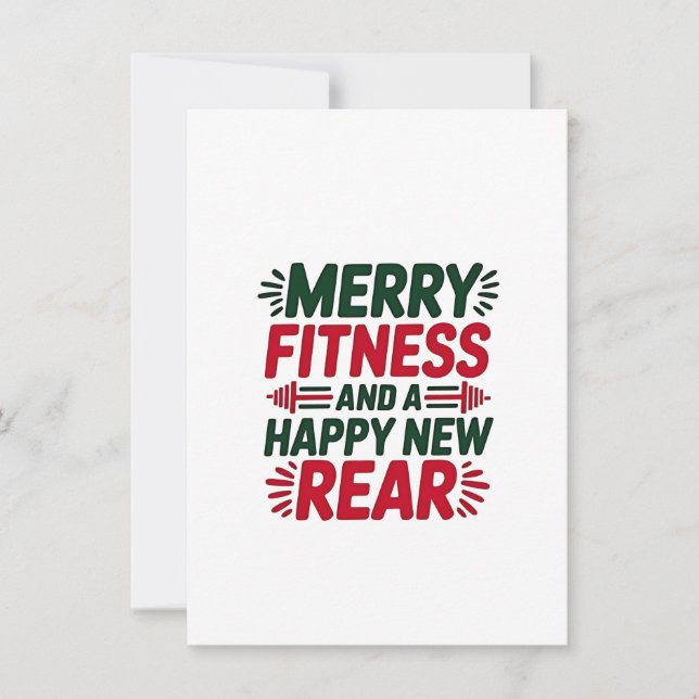 Merry Fitness and Happy New Rear Fitness Christmas Invitation (Front)