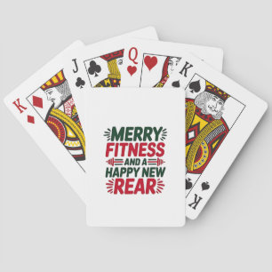 Merry Fitness and Happy New Rear Fitness Christmas Playing Cards