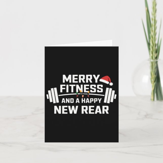 Merry Fitness And Happy New Rear Funny Gym Lover E Card (Front)