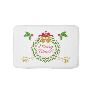 Merry Fitness Christmas Wreath Bath Mat