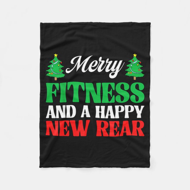 Merry Fitness Happy New Rear Workout Christmas  Fleece Blanket (Front)