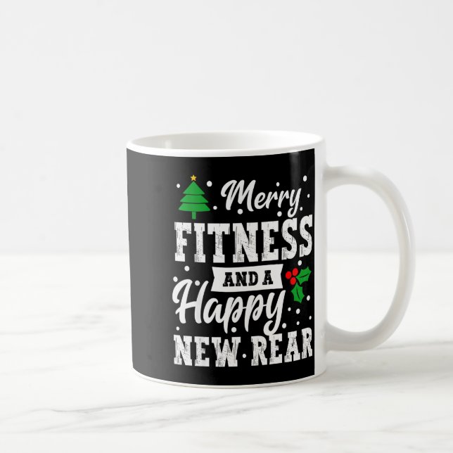 Merry Fitness Happy New Rear Workout Christmas Gym Coffee Mug (Right)