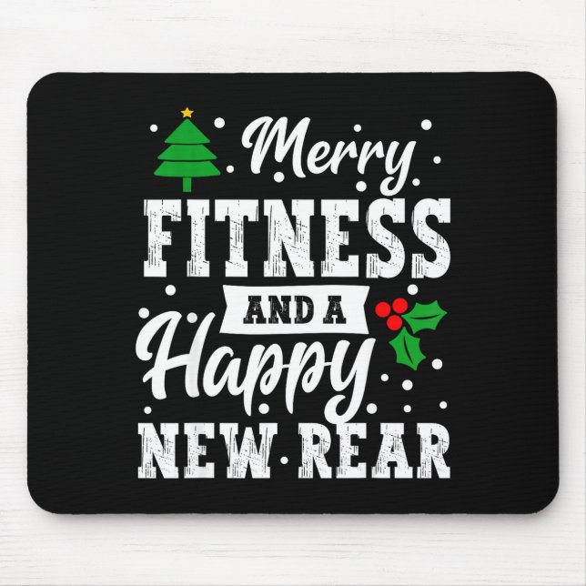 Merry Fitness Happy New Rear Workout Christmas Gym Mouse Mat (Front)