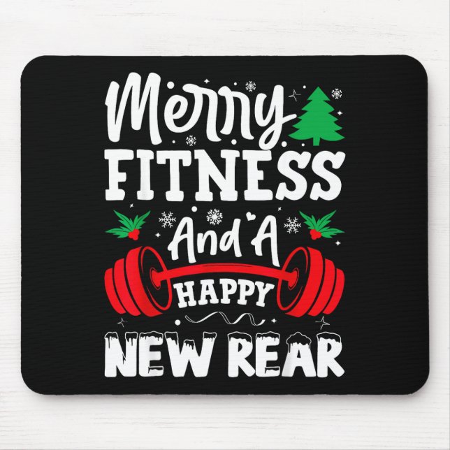 Merry Fitness Happy New Rear Workout Christmas  Mouse Mat (Front)
