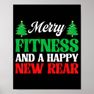 Merry Fitness Happy New Rear Workout Christmas Poster