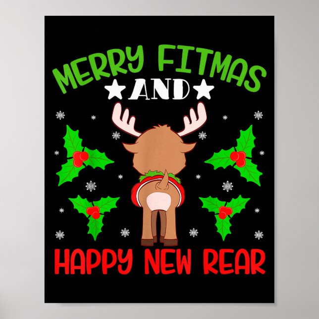 Merry Fitness Happy New Rear Workout Christmas  Poster (Front)