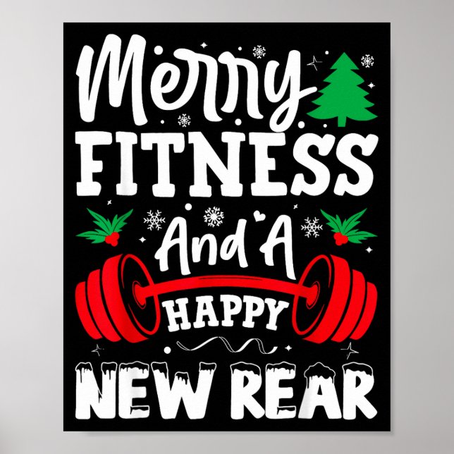 Merry Fitness Happy New Rear Workout Christmas  Poster (Front)