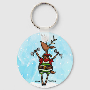 merry fitness reindeer key ring