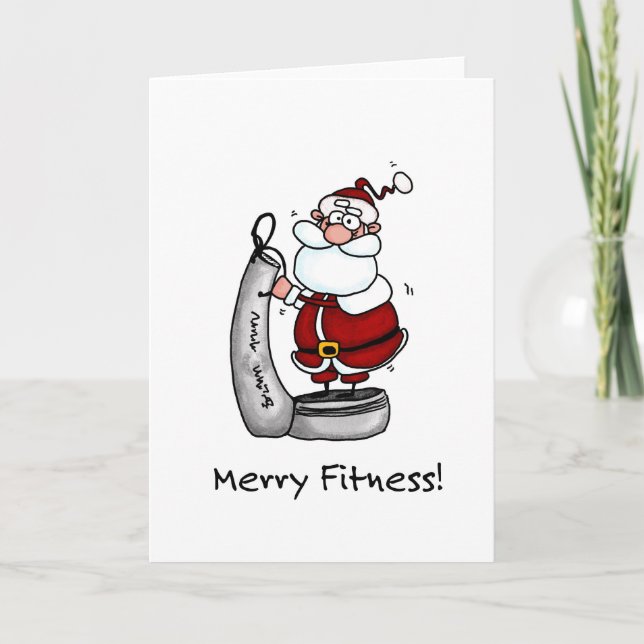 Merry Fitness Santa Holiday Card (Front)