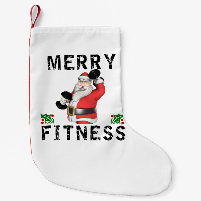 Merry Fitness Weightlifting Santa Stocking (Front)