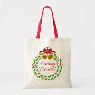 Merry Fitness Wreath Christmas Tote Bag