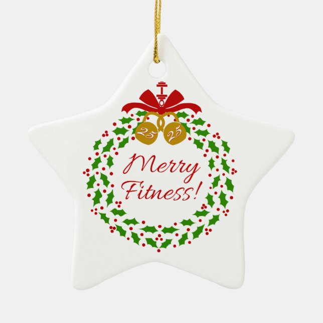 Merry Fitness Wreath Personalised Star Ornament (Front)