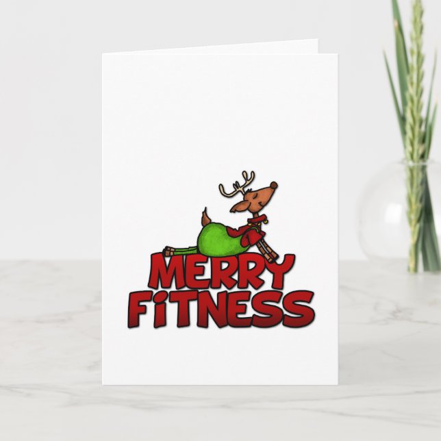 Merry Fitness - Yoga - Reindeer in Cobra Posture Holiday Card (Front)