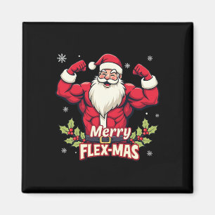 Merry Flex-mas Muscles For Christmas Santa Fitness Magnet