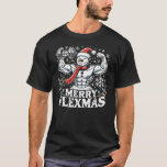 Merry Flexmas - Snowman Flexing Christmas Gym  T-Shirt<br><div class="desc">Embrace the festive spirit and gym grind with this hilarious "Merry Flexmas" design! Showcasing a ripped snowman with bulging biceps, surrounded by festive elements like snowflakes, Christmas trees, and holiday patterns, this design is perfect for anyone who refuses to skip their workout, even during the holiday season. Whether you're a...</div>