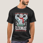 Merry Flexmas - Snowman Flexing Christmas Gym  T-Shirt<br><div class="desc">Embrace the festive spirit and gym grind with this hilarious "Merry Flexmas" design! Showcasing a ripped snowman with bulging biceps, surrounded by festive elements like snowflakes, Christmas trees, and holiday patterns, this design is perfect for anyone who refuses to skip their workout, even during the holiday season. Whether you're a...</div>