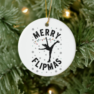 Merry Flipmas Ice Skater Figure Skating Christmas Ceramic Tree Decoration