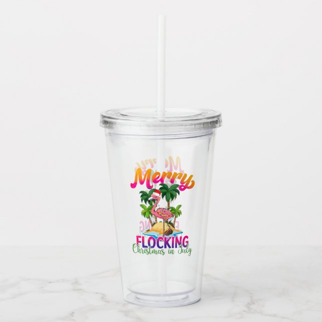 Merry Flocking Christmas | Christmas in July Acrylic Tumbler (Front)