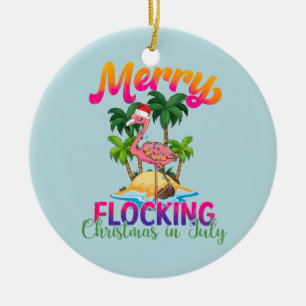 Merry Flocking Christmas   Christmas in July Ceramic Tree Decoration