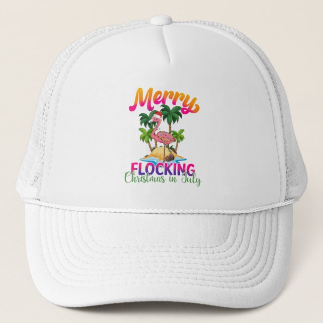 Merry Flocking Christmas | Christmas in July Trucker Hat (Front)
