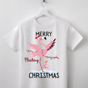 Merry Flocking Christmas Dancing Flamingo T-Shirt