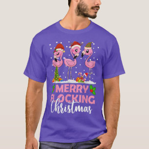 Merry Flocking Christmas Flamingo Christmas Tree S T-Shirt