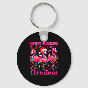 Merry Flocking Christmas Flamingo Drink Pjs Xmas M Key Ring