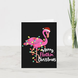 Merry Flocking Christmas Flamingo Xmas Card