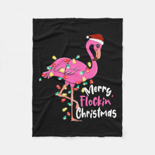 Merry Flocking Christmas Flamingo Xmas Fleece Blanket