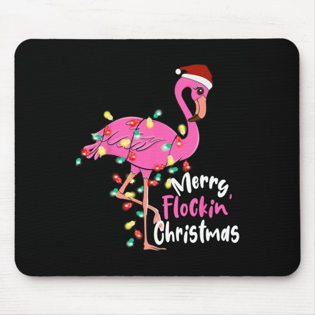 Merry Flocking Christmas Flamingo Xmas  Mouse Mat (Front)