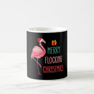 Merry Flocking Christmas Funny Flamingo Holiday Coffee Mug
