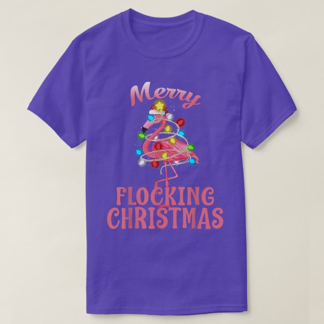 Merry Flocking Christmas Santa Flamingo Xmas 252 T-Shirt (Design Front)