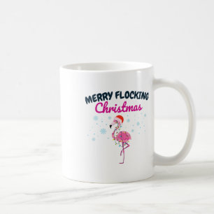 Merry Flocking Christmas Tropical Florida Flamingo Coffee Mug