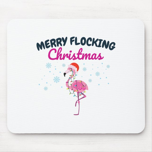 Merry Flocking Christmas Tropical Florida Flamingo Mouse Mat (Front)